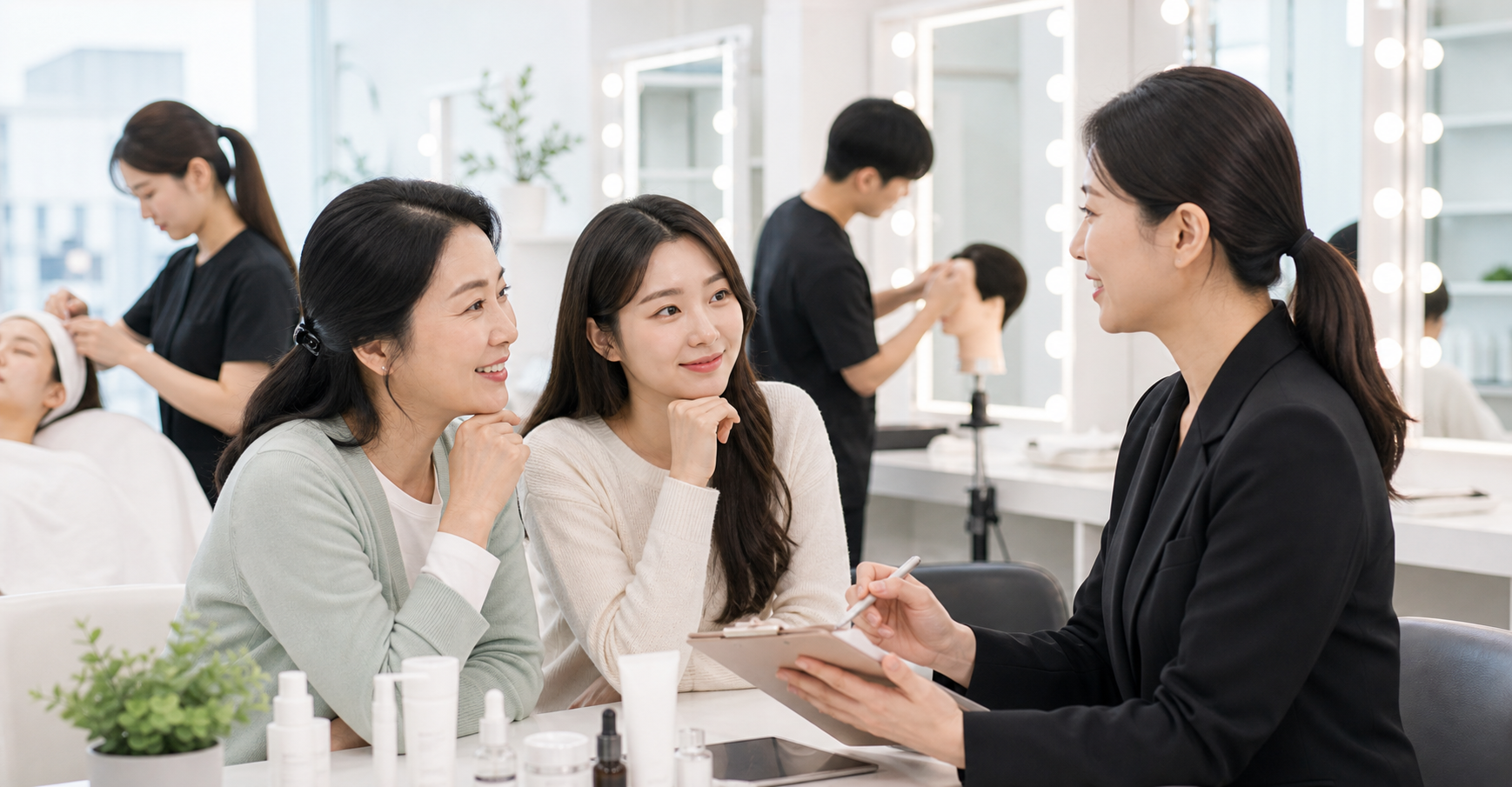 해운대미용학원 수강 상담과 실습 장면