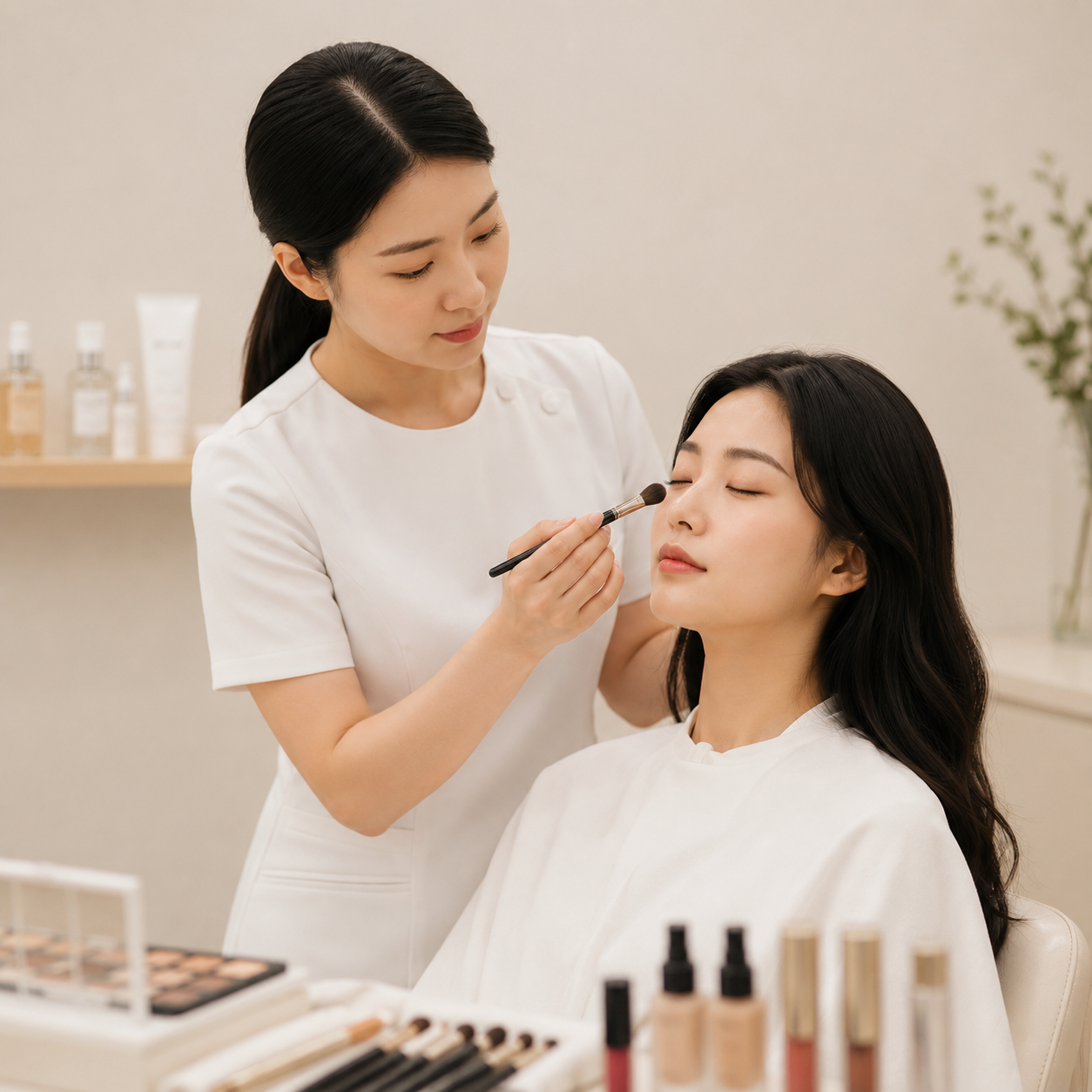 메이크업 자격증 실습 장면